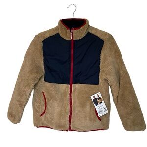 ✨MEMBER’S MARK Boy's Fleece Reversible Coat Beige Moon Color Block L (10/12)